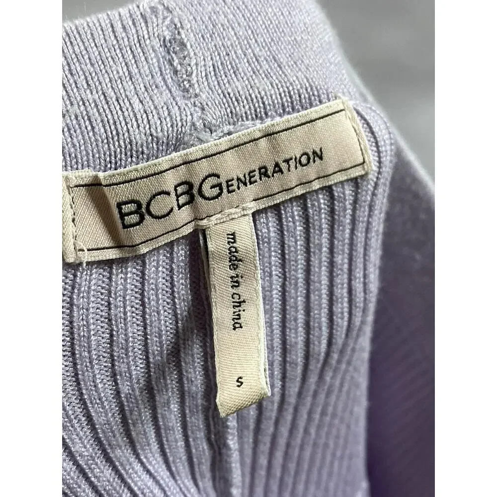 BCBGENERATION Women's Orchid Purple Rib Knit High-Rise Wide-Leg Casual Pant SZ S - Picture 7 of 9